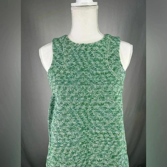 ODEEH Dress Green Cream Tweed Sleeveless Shift Size XS NWT Racerback Pockets - Picture 6 of 16